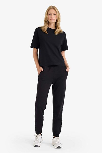 DeFacto Pantaloni de sport de iarnă groși Jogger cu talie elastică și buzunar cu șireturi V2700AZ24WN