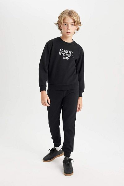 DeFacto Printed Sweatshirt and Elastic Jogger Tracksuit Set for Boy - Crew Neck