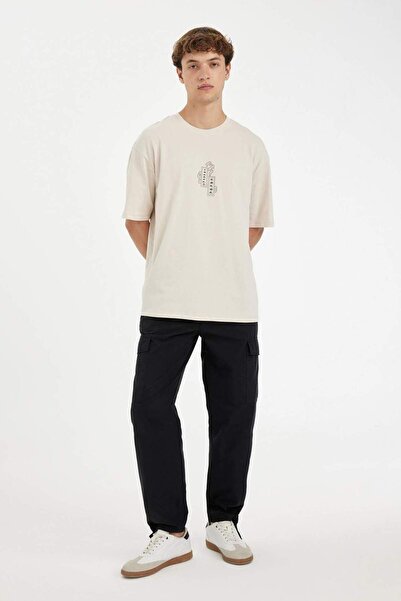 DeFacto %100 Pamuk Yazlık Pantolon Wide Leg Bol Rahat Kesim Kargo Cepli Paraşüt Geniş Bol Paça C9156AX24AU