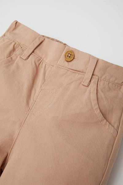 DeFacto Baby Girl Stretchy Banded Leg Elastic Waist Pocket Beige Gabardine Trousers D2996A524Au