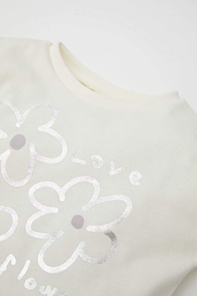 DeFacto Long Sleeve Floral Baby Girl T-Shirt - Crew Neck D3703A524Au