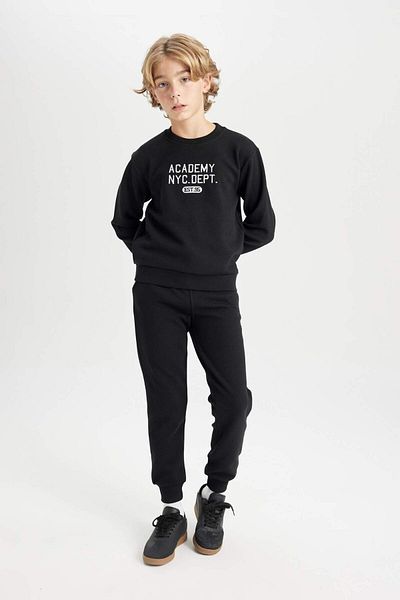 DeFacto Printed Sweatshirt and Elastic Jogger Tracksuit Set for Boy - Crew Neck