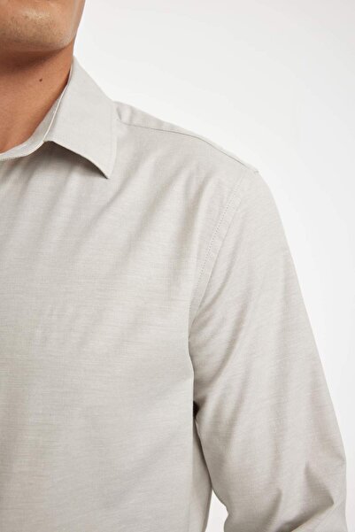 DeFacto Modern Fit Modern Kesim Poplin Düz Pamuk Karışımlı Uzun Kollu Gömlek D3375AX24AU