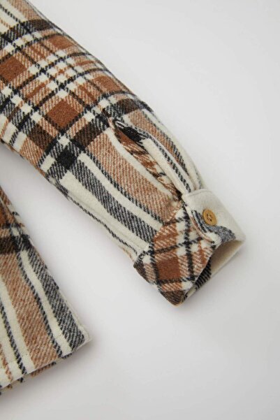 DeFacto Baby Boy Flannel Long Sleeve Pocket Checkered Shirt D5229A524Wn