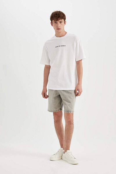 DeFacto 100% Cotton Relax Fit Crew Neck Printed Short Sleeve T-Shirt D6076Ax24Sm