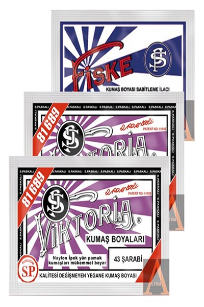 Viktoria No:43 Kumaş Boyası Şarabi (2 PAKET) Boya Sabitleyici Fiske