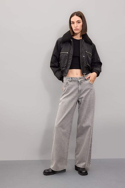 DeFacto Palton Bomber - Design cu guler lat