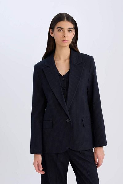 DeFacto Oversize φαρδύ παλτό με κουμπιά γιακά Basic Solid Blazer Jacket D4446AX24AU