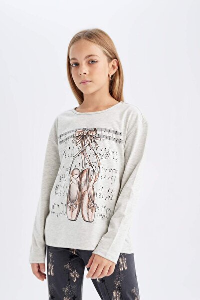 DeFacto Set de pijamale pentru fete, cu mâneci lungi, cu talie elastică, fund lung 3163690