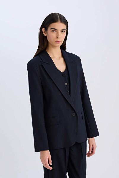 DeFacto Oversize Geniş Kalıp Ceket Yaka Düğmeli Basic Düz Blazer Ceket D4446AX24AU