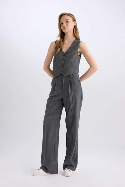 DeFacto Wide Leg Fabric Overcoat Double Pocket Regular Waist Standard Size D5066Ax24Au