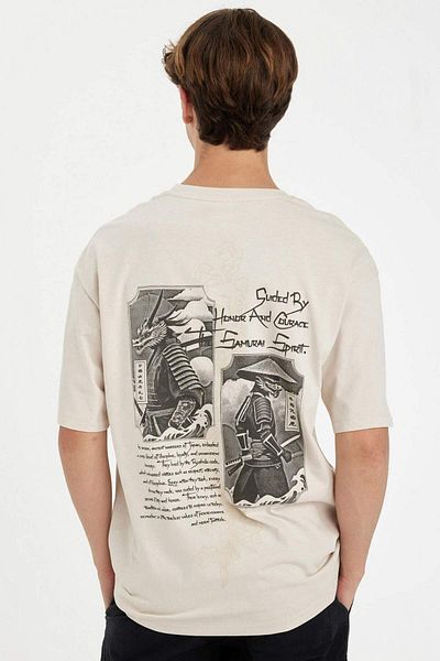 DeFacto Boxy Fit Crew Neck Back Printed Cotton Short Sleeve T-Shirt 3162557