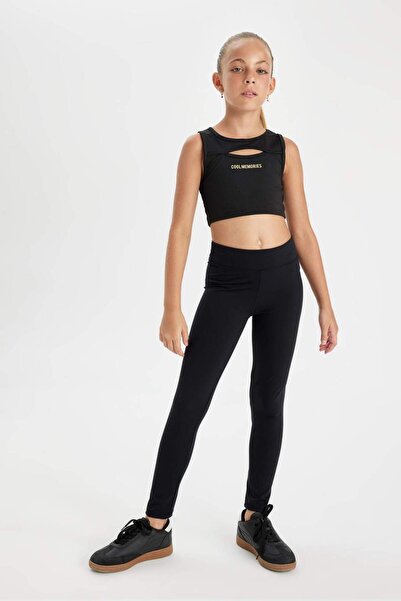 DeFacto Kız Çocuk Standart Boy Siyah Basic Düz Tayt D3226A824WN