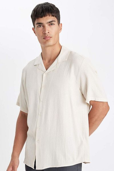 DeFacto Relax Fit Polo Neck Combed Cotton Short Sleeve Shirt C4117Ax24Sm