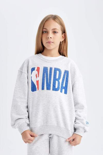 DeFacto Nba Wordmark Patterned - Girls Oversize Sweatshirt, Crew Neck C9507A824Au