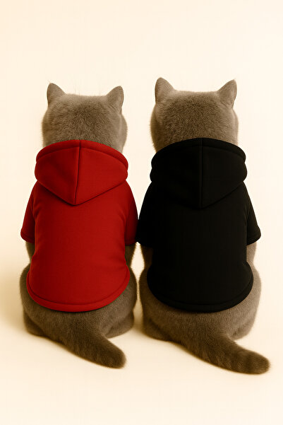 Monopetz سويت شيرت من الصوف بغطاء للرأس للكلاب والقطط - عبوة من قطعتين باللون...