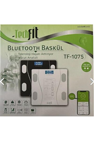 Genel Markalar Techfit Dijital Baskül SiyahTF-1075 (Bluetooth Özellikli) Hassas Ölçüm (2.5-180kg)