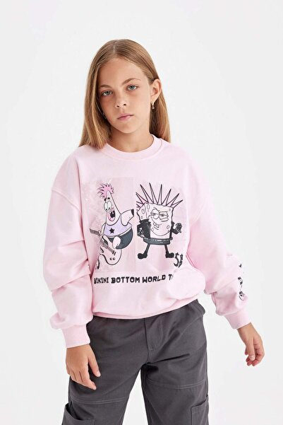 DeFacto Girl's Spongebob Relax Fit Crew Neck Sweatshirt C9517A824Au