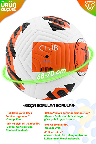 Telvesse Orijinal Futbol Topu Pompa Hediyeli Sert Zemin Halı Saha Futbol Topu Neon Kırmızı No:5