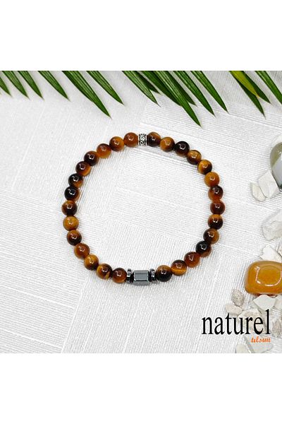 Naturel Tılsım سوار عين النمر 6 ملم من الحجر الطبيعي للجنسين