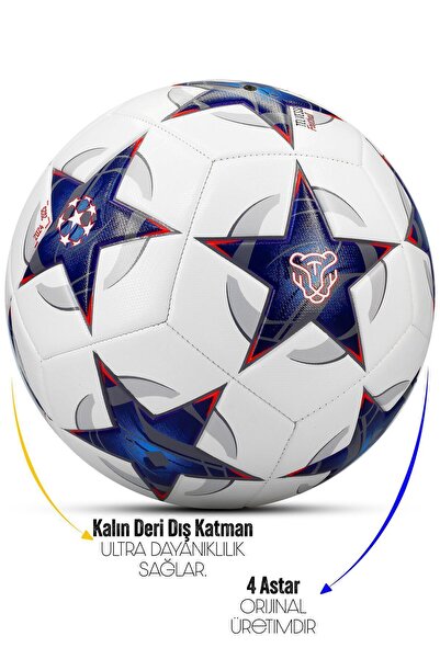 Telvesse Profesyonel Futbol Topu 2025 Şampiyonlar Ligi Pompalı Sert Zemin Halı Saha Futbol Topu No:5 Mavi