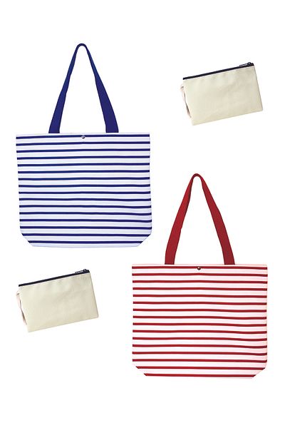 KURUMSAL AMBALAJ Beach Bag - Striped Canvas Bag