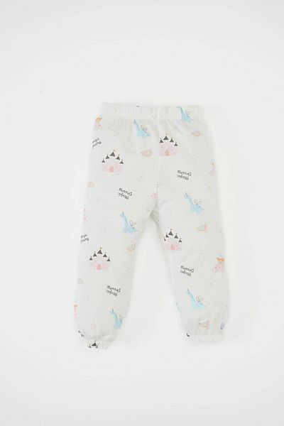 DeFacto Baby Girl Pajama Set Printed Long Sleeve Top Elastic Waist Long Bottom Combed Cotton D1799A524Au