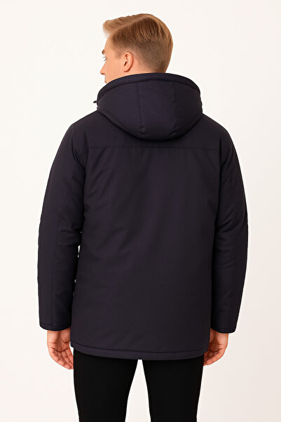freemen Spor Erkek Lacivert Içi Polarlı Su Ve Rüzgar Geçirmez Kapüşonlu  Mont Kaban Parka
