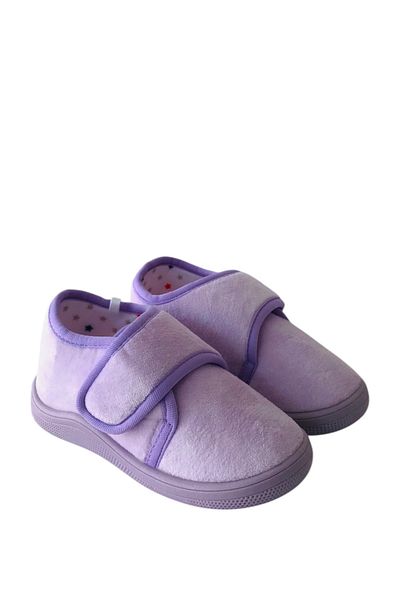 Stella Pendenza Lila Kids Children's Unisex Slippers Velcro Comfortable Non-Slip Sole Home Shoes Kp-9504