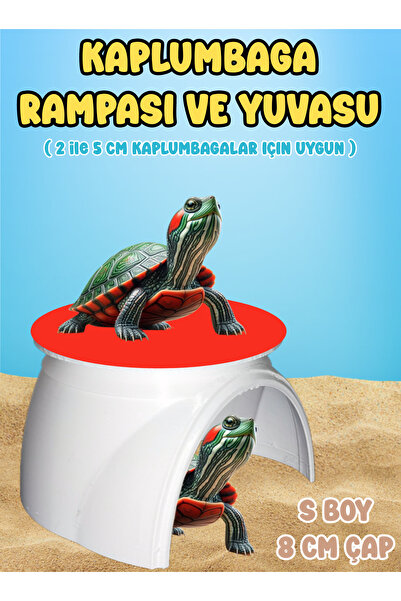 K×MING 2'si 1 Arada Kaplumbağa Rampası ve Yuvası ( S BOY - Karışık Renkte ) K...