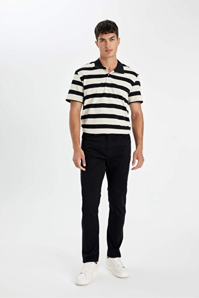 DeFacto Nové tričko s krátkým rukávem a proužkovaným límečkem Regular Fit D2602AX24AU