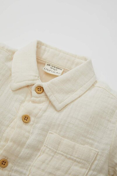 DeFacto Erkek Bebek 2'li Takım Müslin Uzun Kollu Gömlek Beli Lastikli Pantolon D3356A524WN