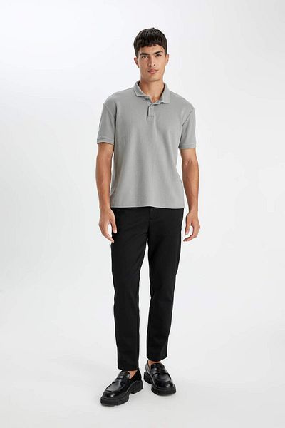 DeFacto Tricou 100% bumbac, cu gât polo, cu mânecă scurtă, simplu, D4814AX24SM