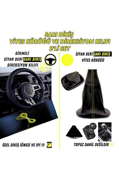 SONİKON LİNE Volkswagen Polo Uyumlu Dikişli Siyah Deri Oto Vites Körüğü ve Di...
