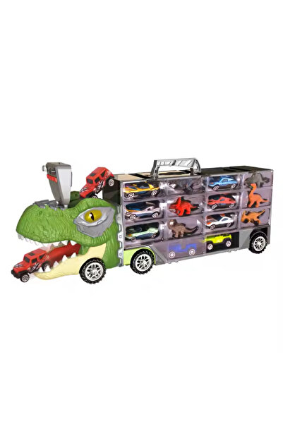 indiggo Dino FunTruck interactive toy car set, transport truck with 8 cars and 6 dinosaurs