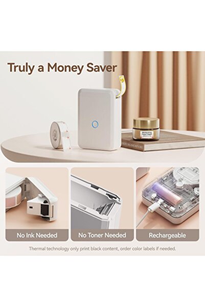 NiiMbot طابعة ملصقات حرارية صغيرة محمولة D110 مزودة بشريط لاصق وطابعة باركود حرارية