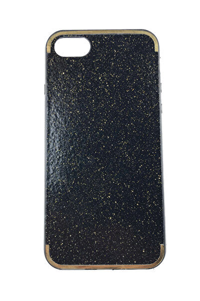 OEM Carcasă compatibilă cu iPhone 7, Carcasă din vinil cu sclipici, Negru