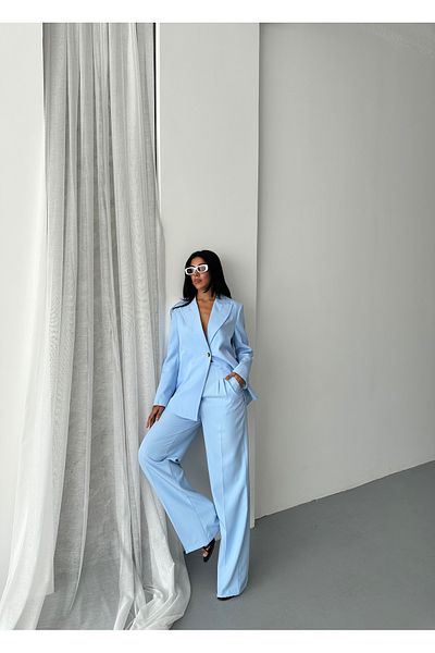 GALAVİP Oversized Single Button Jacket & Wide Leg Pants Women's Two Piece Set – Office & Cocktail Chic (S‑M‑L)