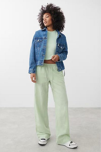 Seeh Mint Green Elastic Waisted Loose Cut Trousers Sh259