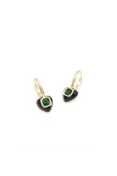 SepetBudur Enameled Heart Earrings - Green