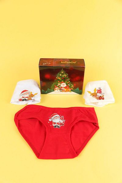 Ugly Duck 03-10 Years Old Girl's Multicolored New Year's Boxed Triple Underwear