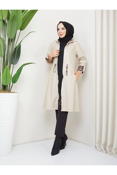RACE FASHİON Δερμάτινο καμπαρντίνα με εσωτερικό Leopard Print RC300590