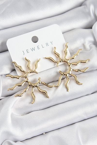 callerrons accessories Brass Sun Model Gold Color Women's Earrings - Ebj250726W36733