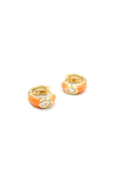 SepetBudur Enameled Hoop Earrings - Orange