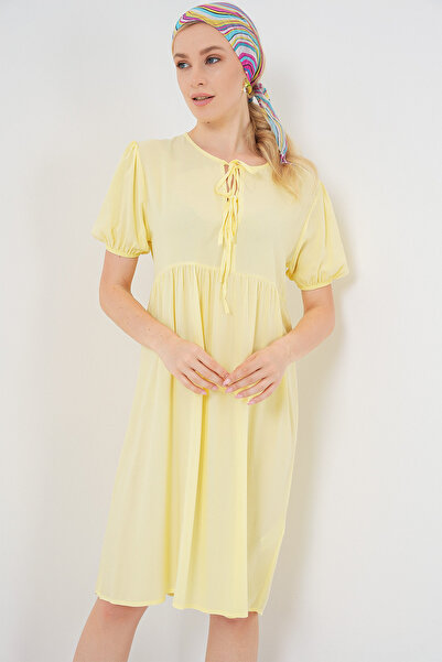 Bigdart Women's Lace-Up Midi Dress 2575 - Yellow