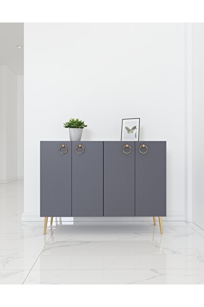 morepp İnci 100 cm Konsol, Çok Amaçlı Dolap | Antrasit - Antrasit