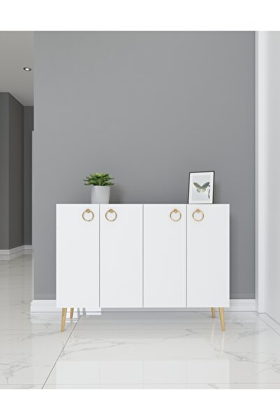 morepp İnci 100 cm Konsol, Çok Amaçlı Dolap | Beyaz - Beyaz