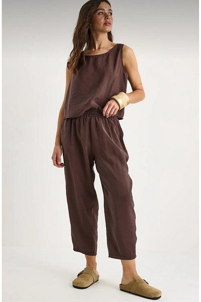 MEGOMEL Women's Thick Strap Blouse Elastic Waist Pants Modal Suit