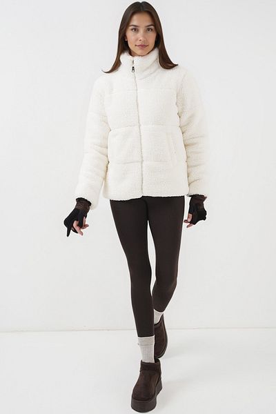 Merterium Women's Lined Plush Coat 1043 - White