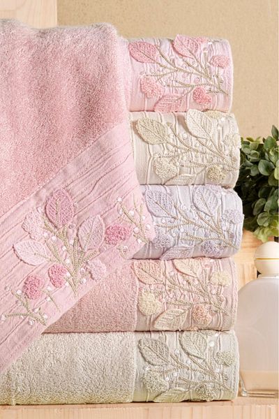 Fiesta Bambus 50x90 cm Sufragerie Brodat Cutie de 6 Prosoape pentru Față